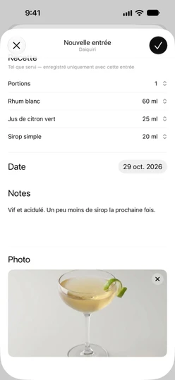 Une entrée de journal avec une photo ajoutée sous Photo