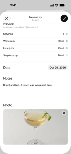 A journal entry with a photo added under Photo