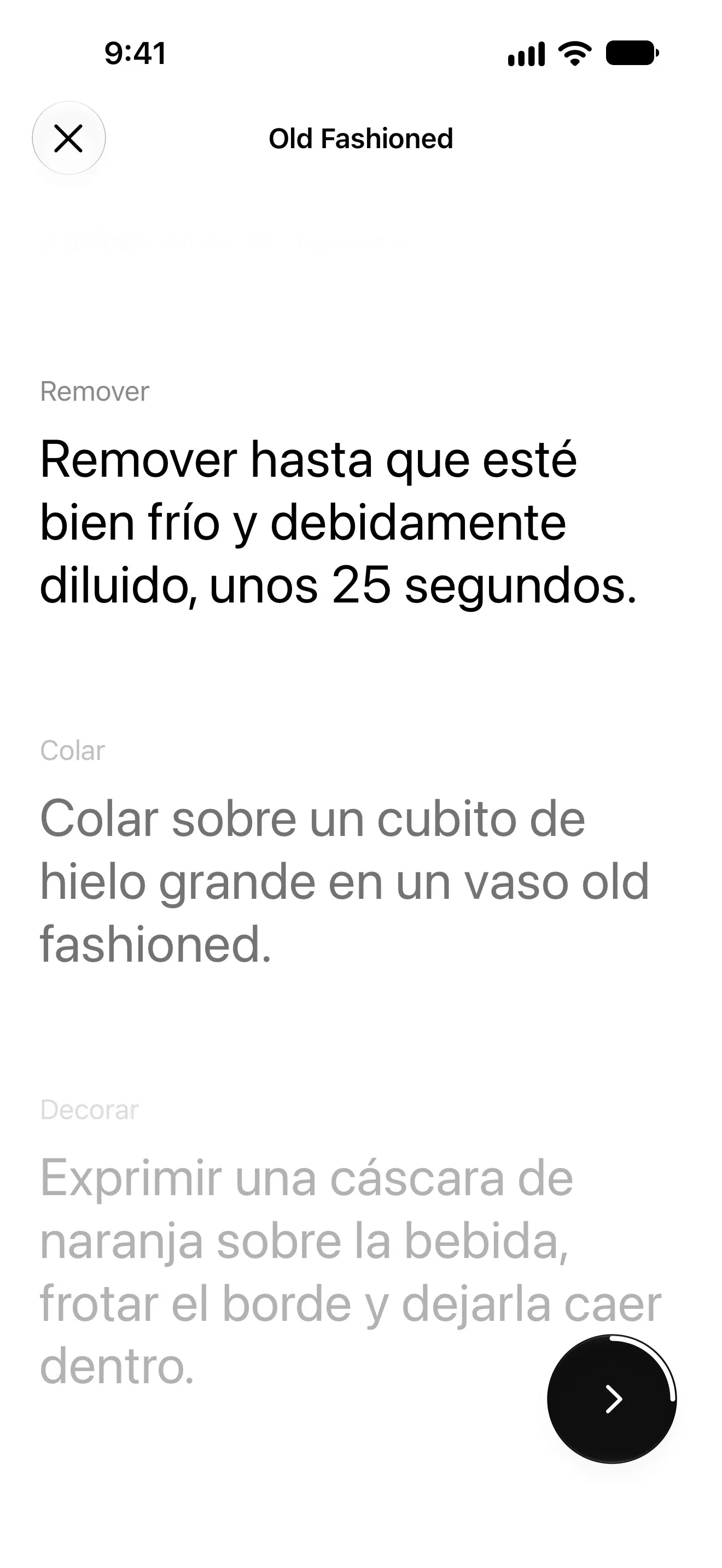 Preparación guiada: el paso de removido del Old Fashioned